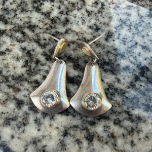 Vintage Modernist Crystal Drop Earrings 1990s